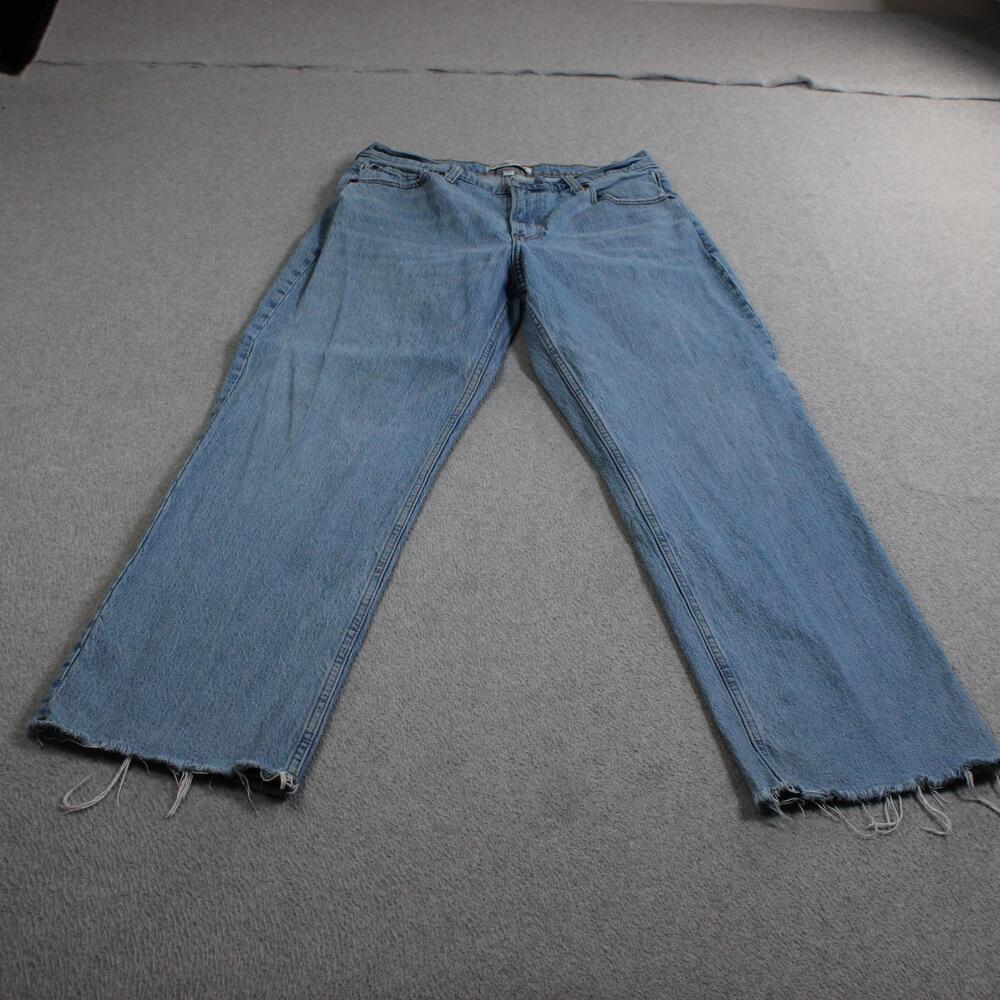 Abercrombie & Fitch Jeans Women 8 Blue Baggy Low Rise Curve Love Raw Hem Denim
